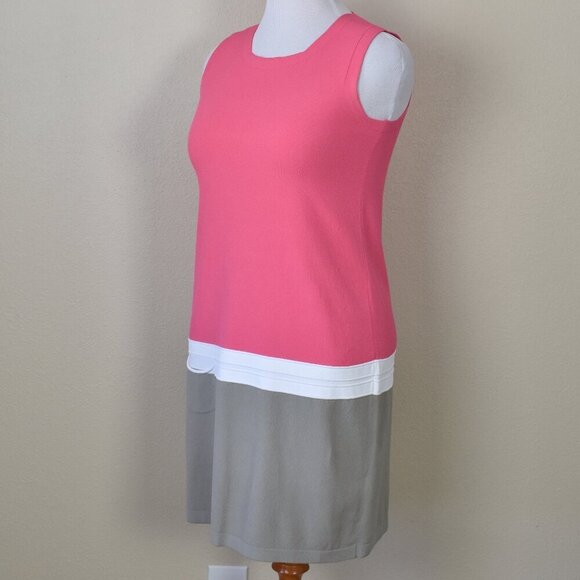 D. Exterior Color Block Stretch Knit Shift Dress - L - Picture 4 of 8